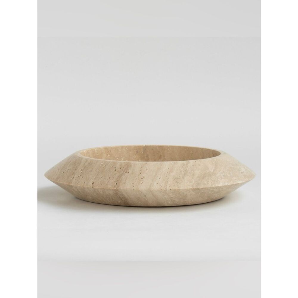 Travertine Eclipse Minimalist Handcrafted Decorative Stone Bowl